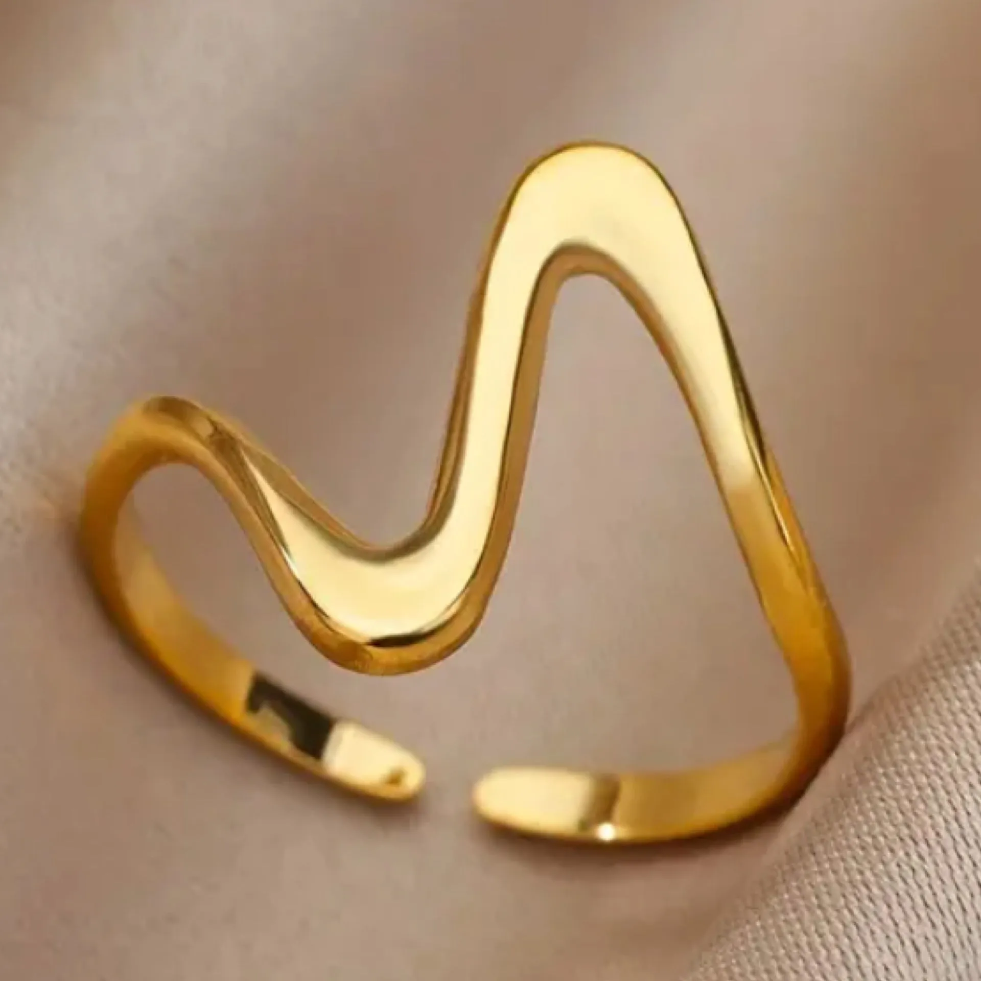 Gold Minimalist Wavy Cuff Ring