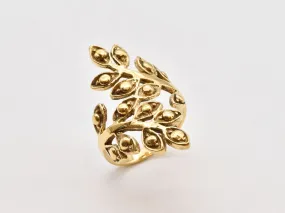 Gold Olives Ring - Ivy Leaf Ring, Leaves Long Ring