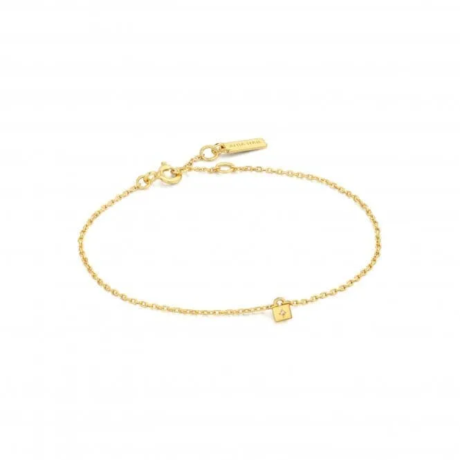 Gold Padlock Bracelet B032-02G
