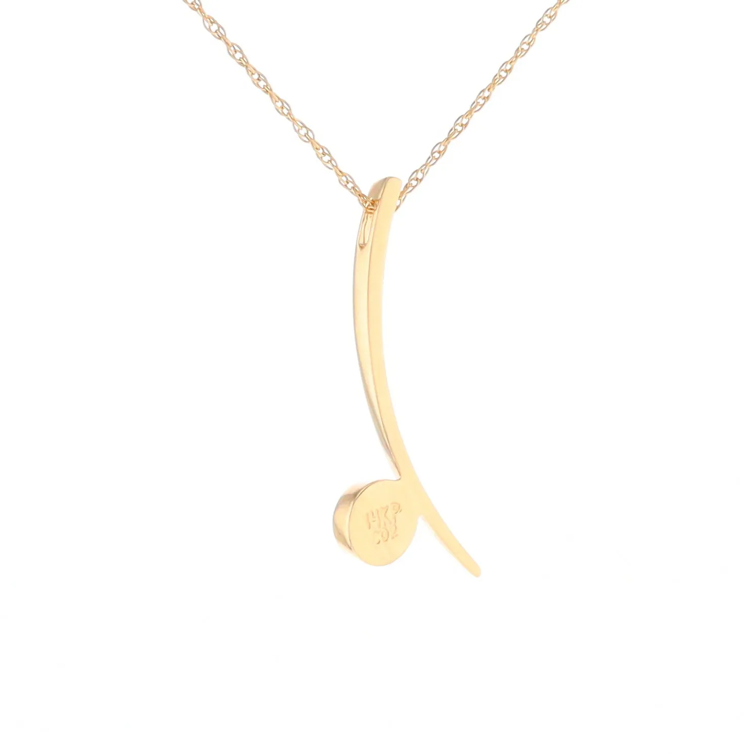 Gold Quartz Necklace Round Inlay Curved Bar Design Pendant