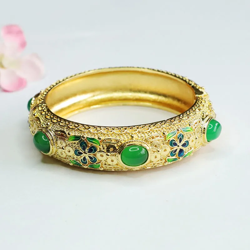 Golden Enamel Emperor Chalcedony Bracelet by Planderful Fortune's Favor Collection