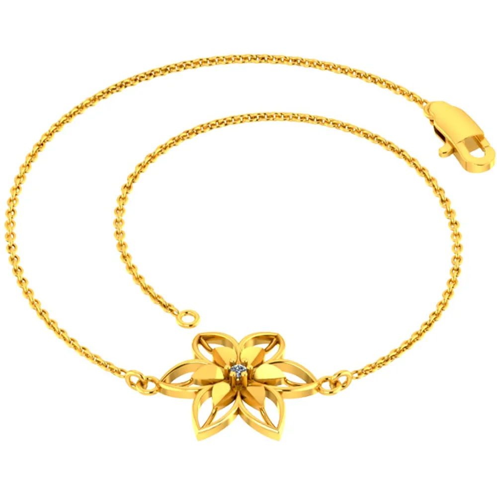 Gorgeous 18k Gold Flower Design Diamond Bracelet For Women From Diamond Collection Pc Chandra
