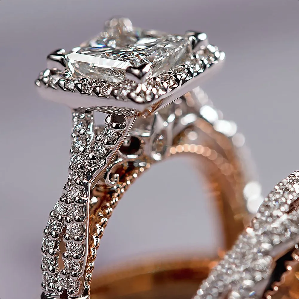 Gorgeous 3Pcs/Set Engagement Rings for Women with Zircon in Silver Color