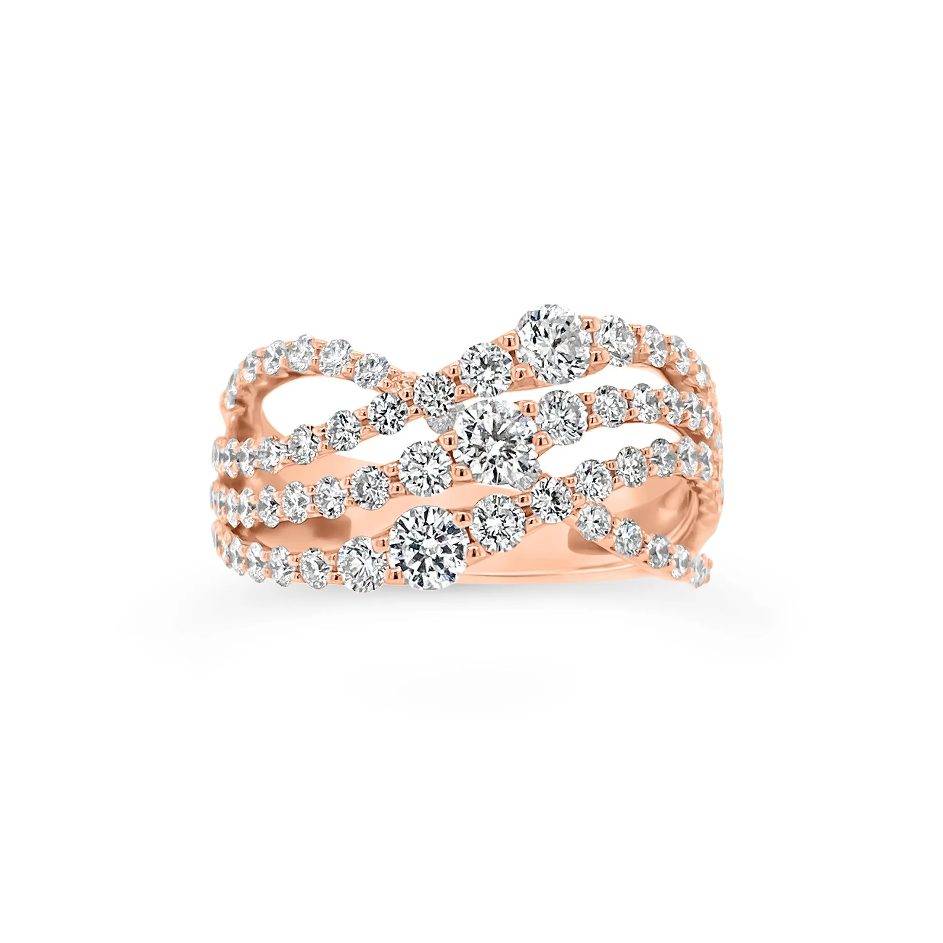 Graduated Diamonds Crossover Ring