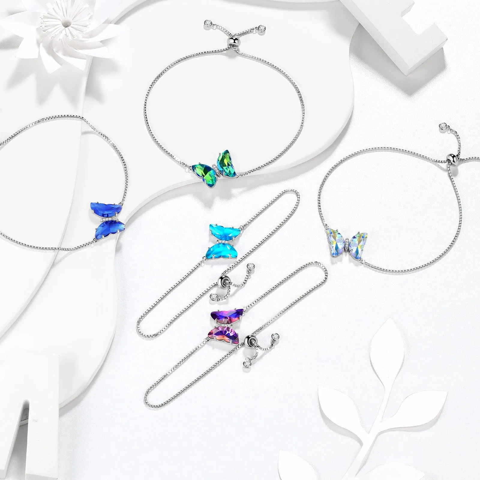 Green Butterfly Bracelet May Emerald Birthstone Women Girls Jewelry Birthday Gift
