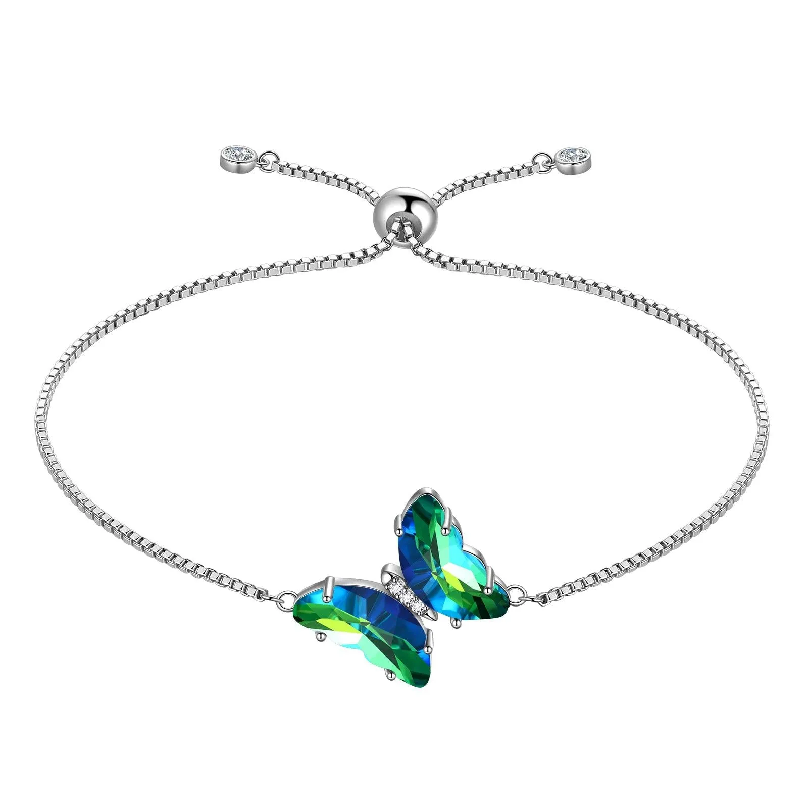 Green Butterfly Bracelet May Emerald Birthstone Women Girls Jewelry Birthday Gift