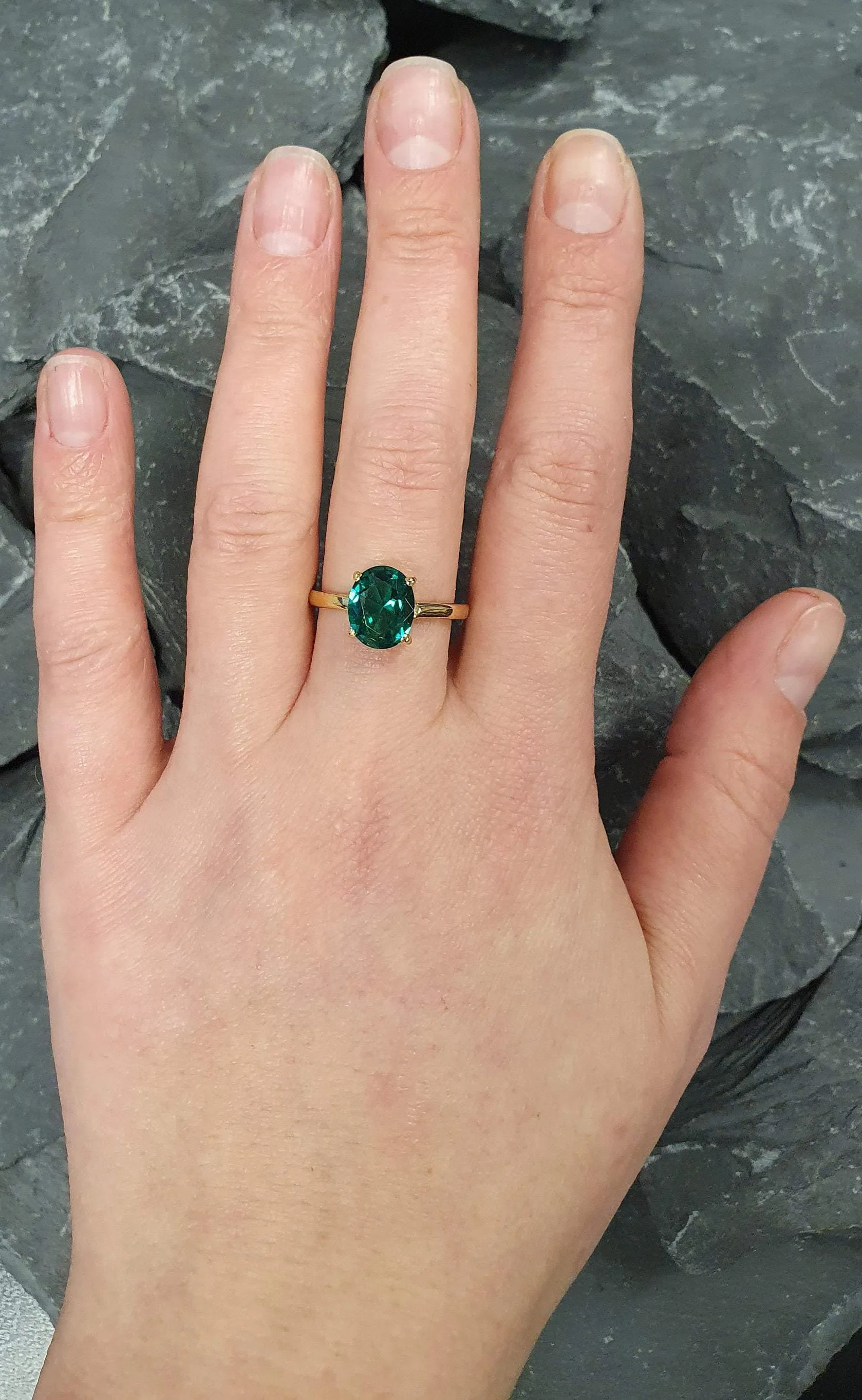Green Emerald Ring - Gold Emerald Solitaire Ring, Emerald Promise Ring