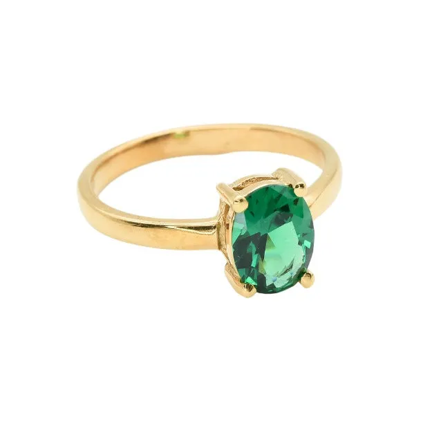 Green Emerald Ring - Gold Emerald Solitaire Ring, Emerald Promise Ring