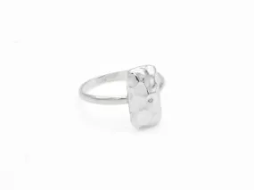 Hammered Rectangle Ring - Unique Statement Ring - Silver Geometric Ring