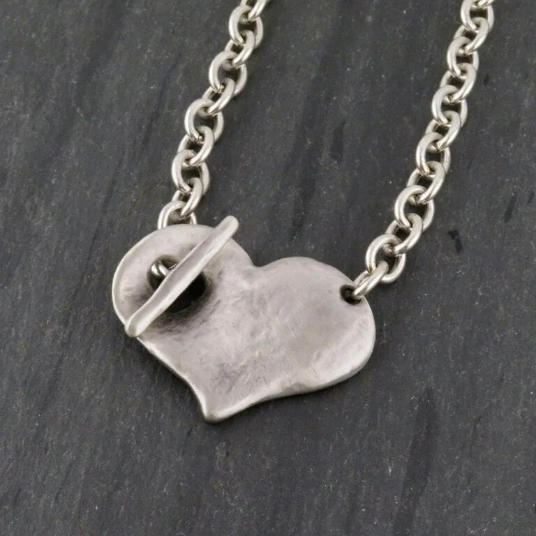 'Heart in Front' Necklace - Silver