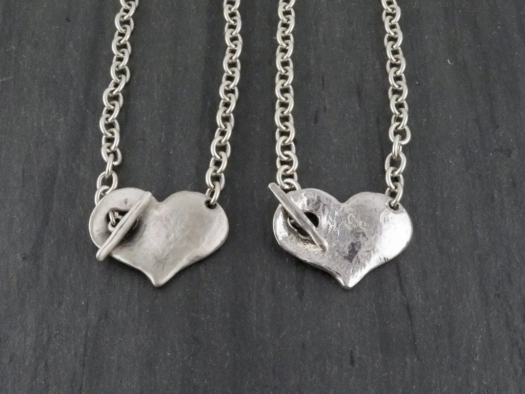 'Heart in Front' Necklace - Silver