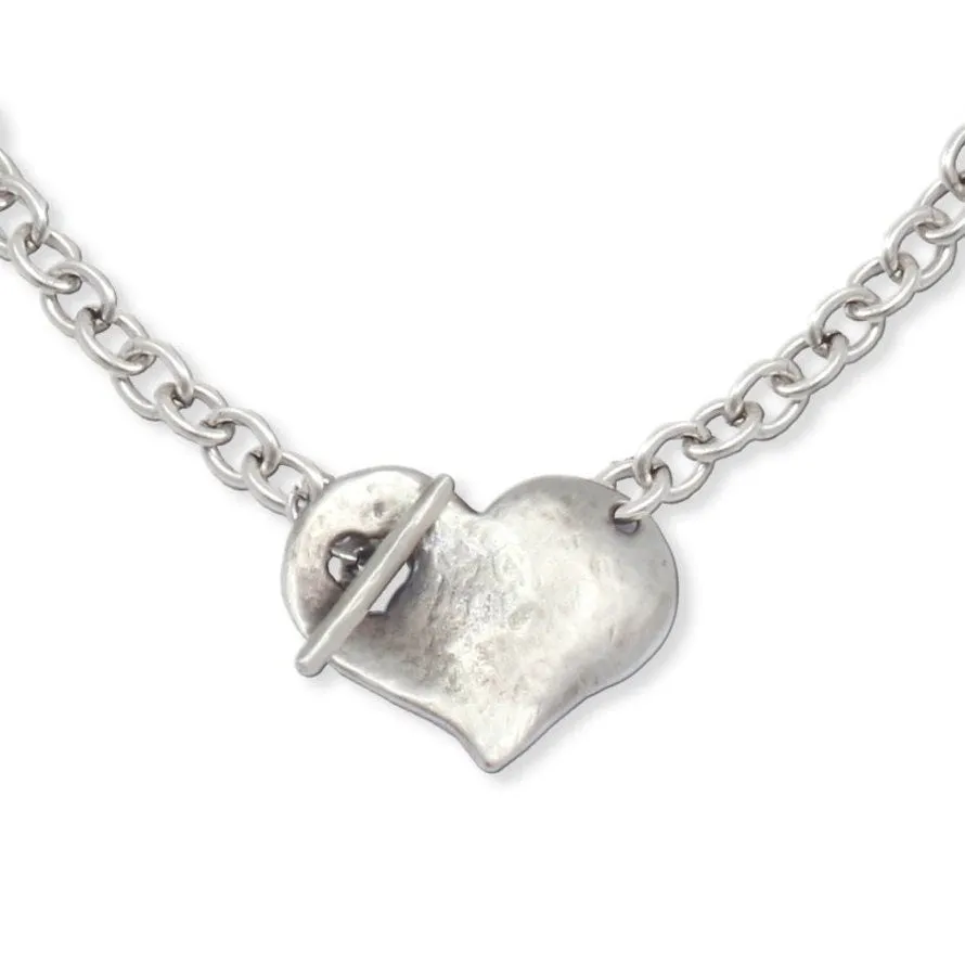 'Heart in Front' Necklace - Silver