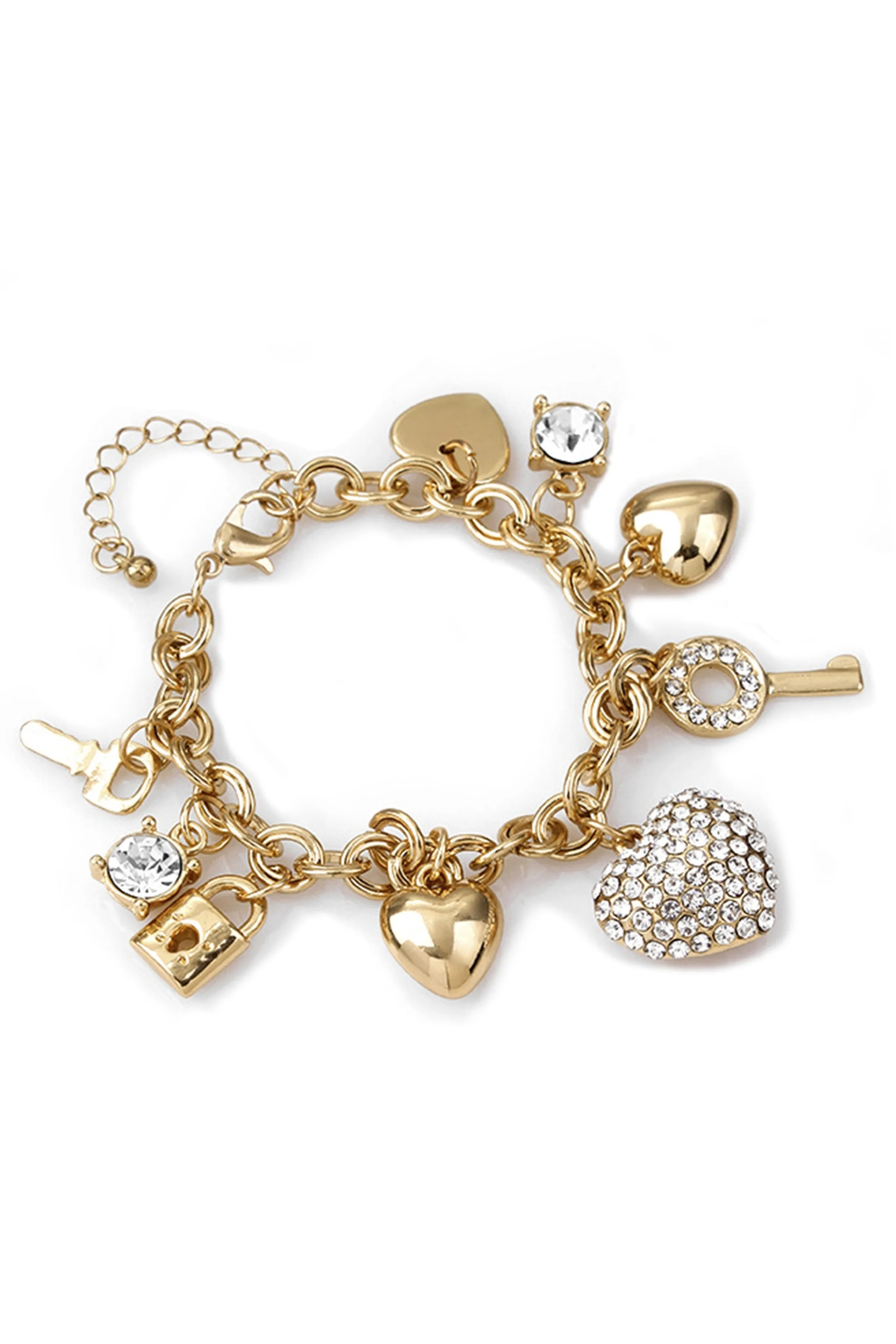 Heart Lock Rhinestone Chain Bracelet