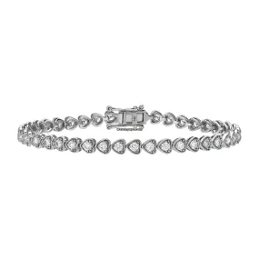 Heart Style Diamond Tennis Bracelet 14k White Gold