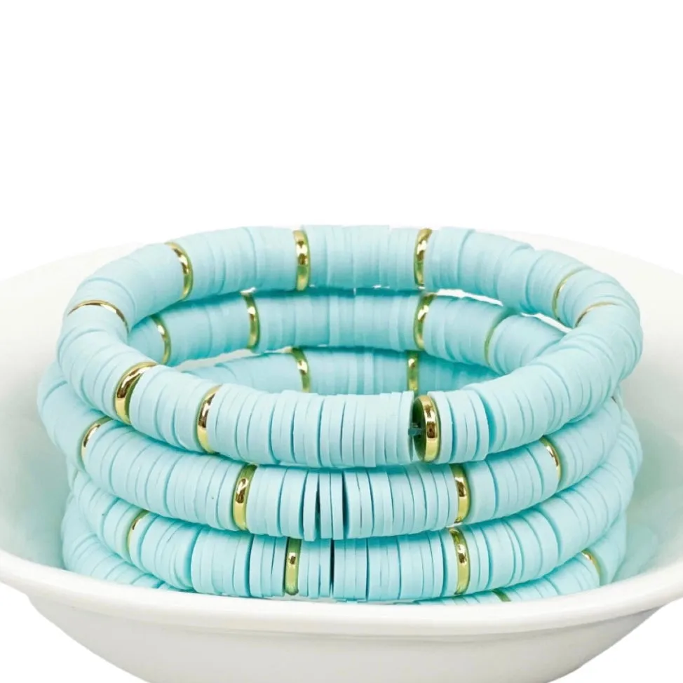 Heishi Mint Blue Disc Bracelet