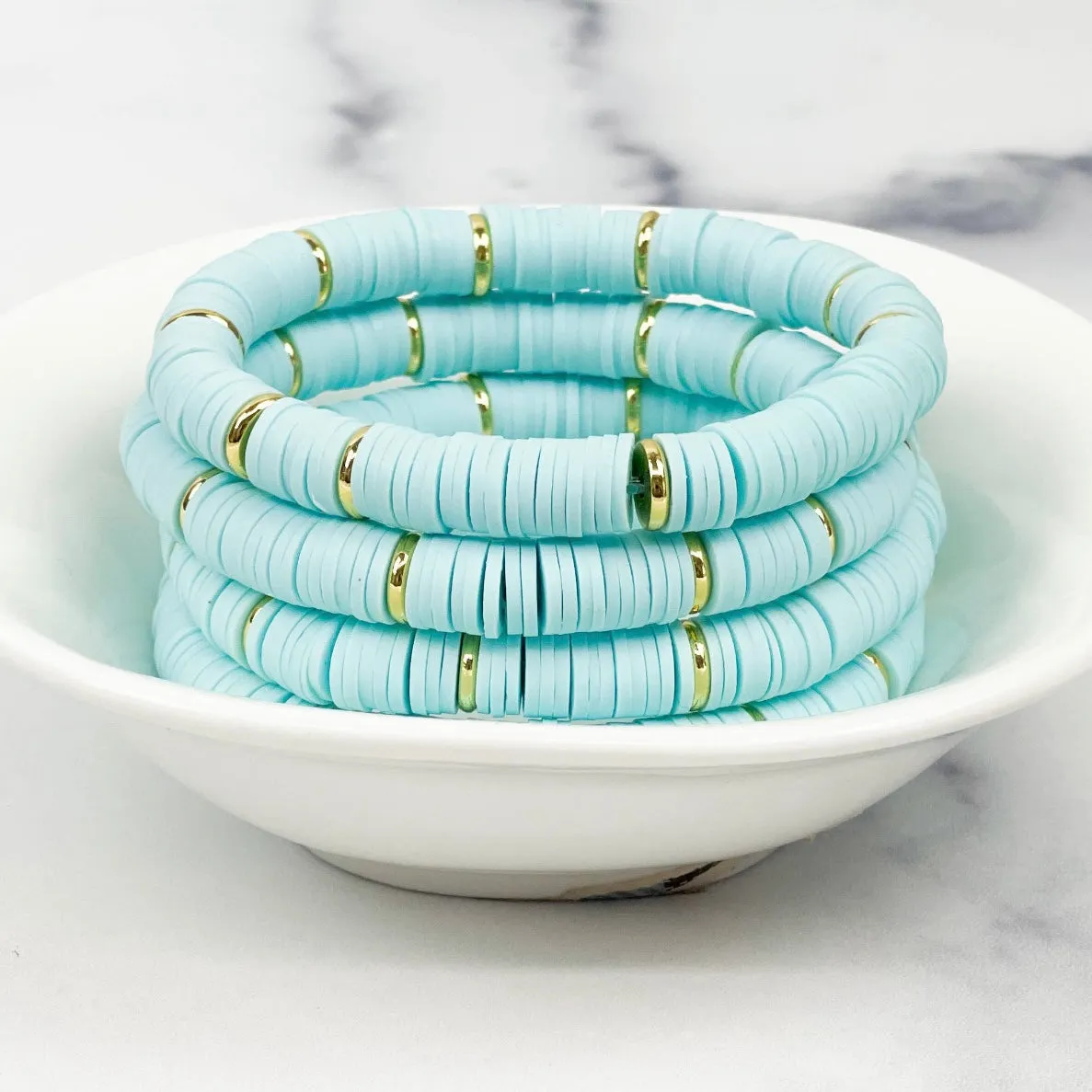 Heishi Mint Blue Disc Bracelet