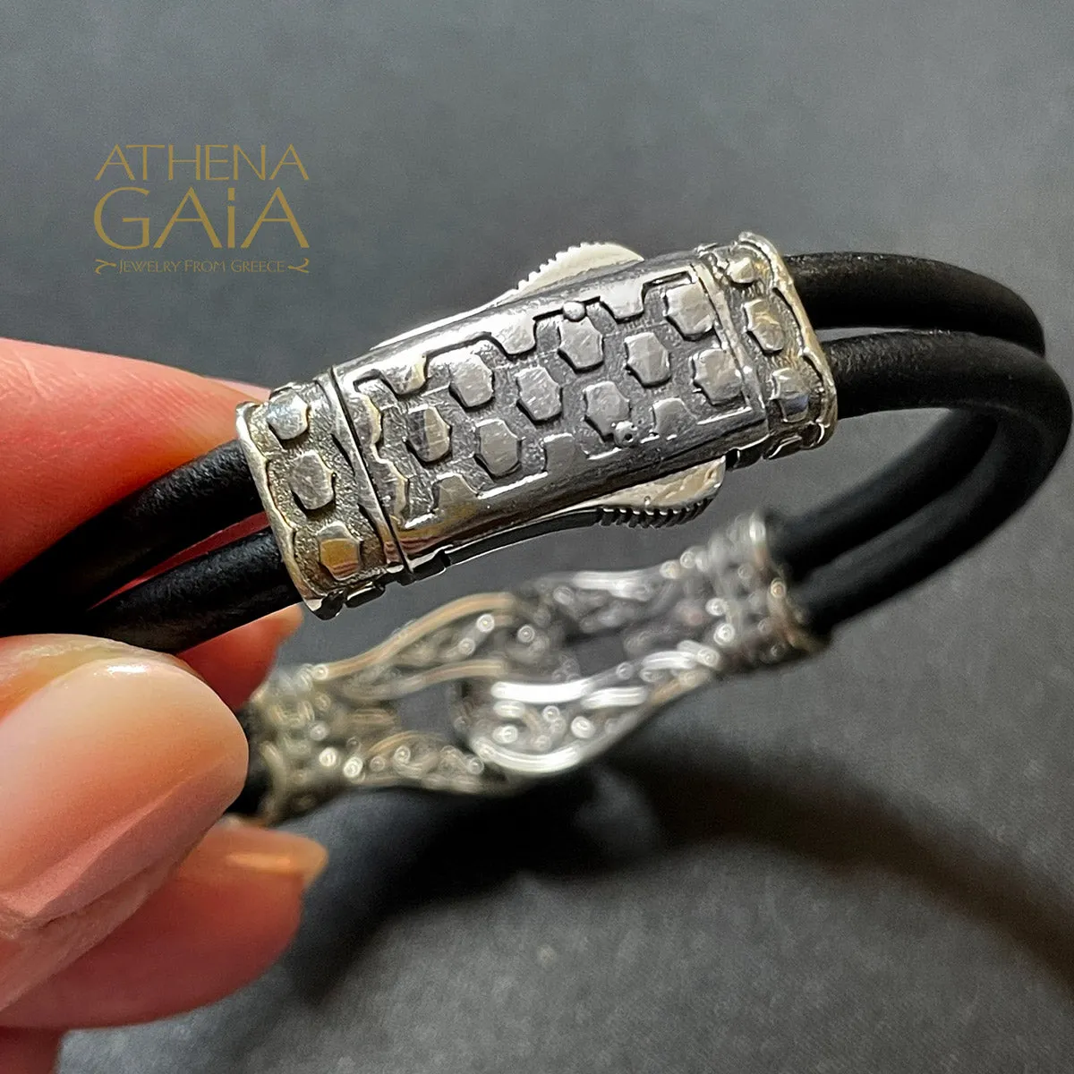 Heracles Double Strand Leather Bracelet