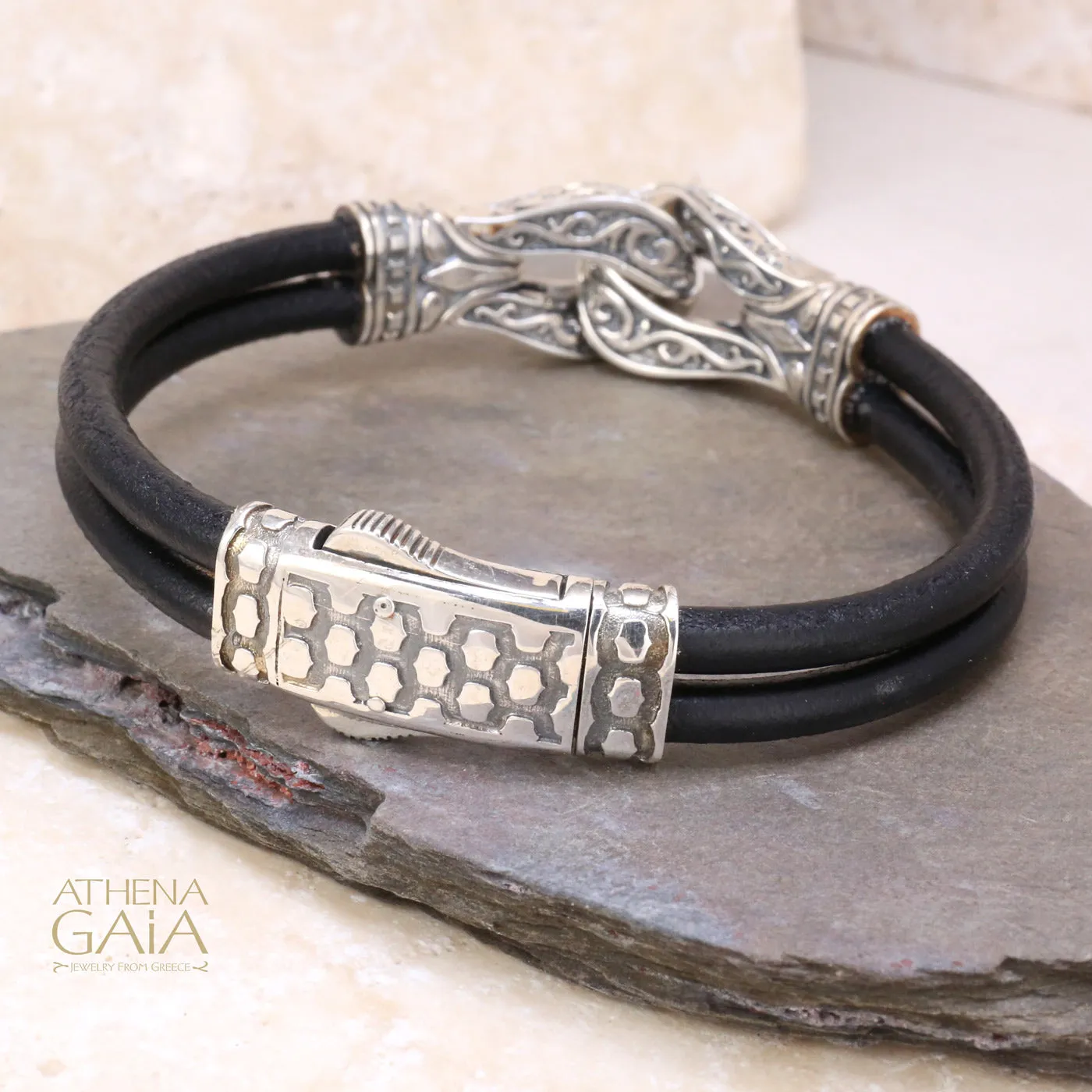 Heracles Double Strand Leather Bracelet