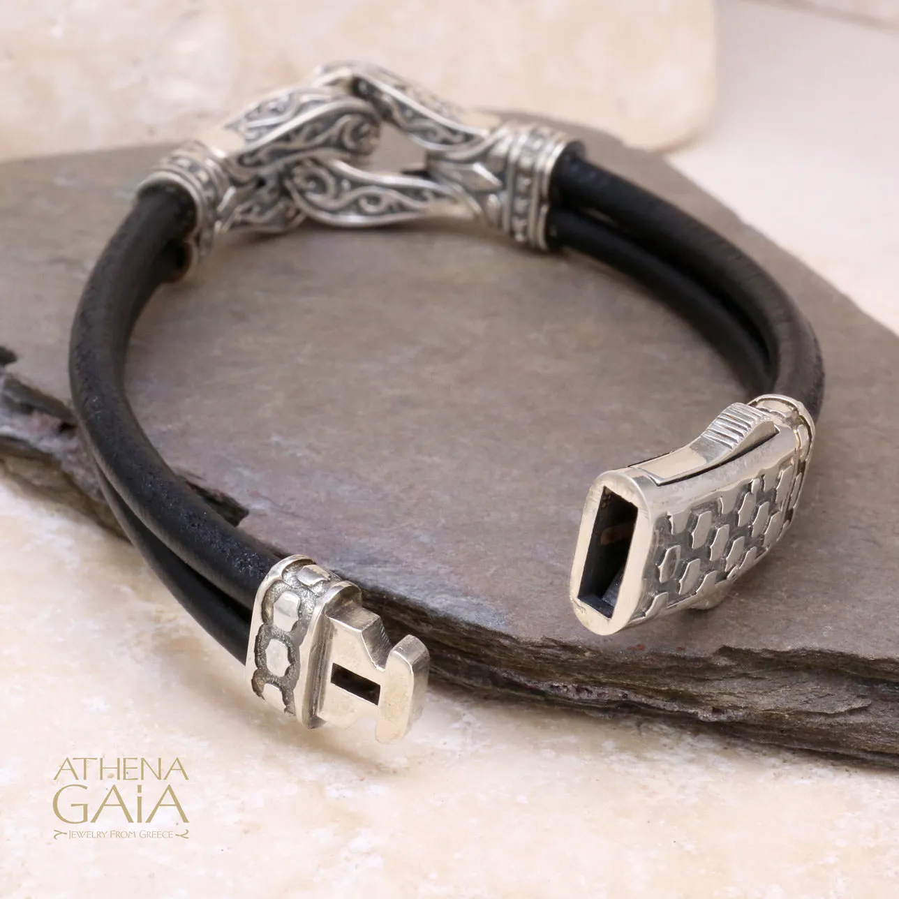 Heracles Double Strand Leather Bracelet