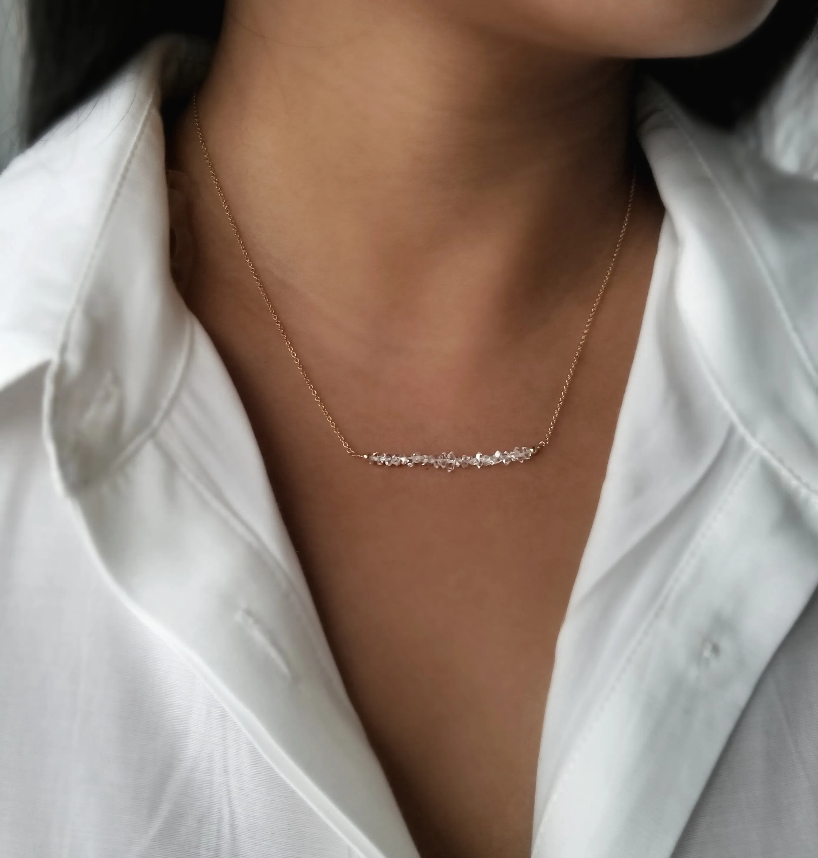 Herkimer Quartz  Bar Necklace