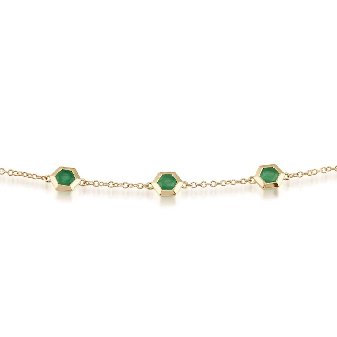 Hexagon Smaragd Armband in 9ct Gelbgold