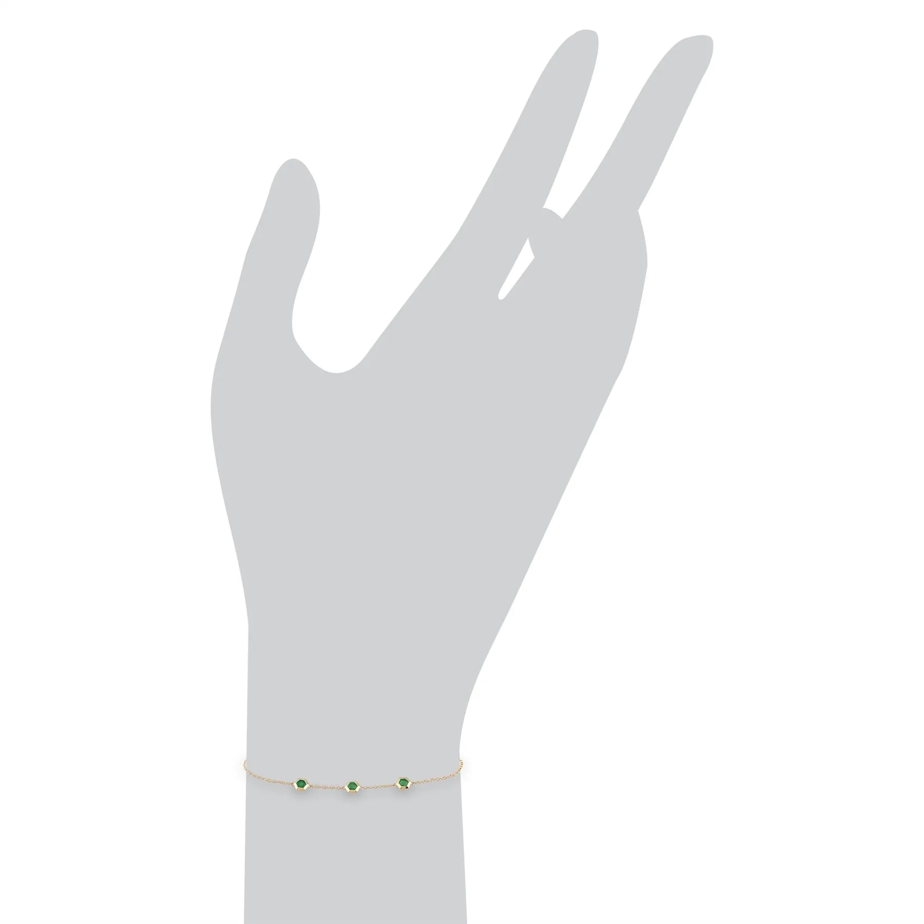Hexagon Smaragd Armband in 9ct Gelbgold
