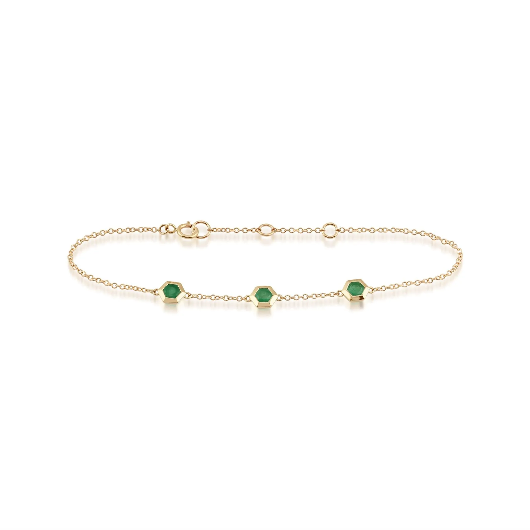 Hexagon Smaragd Armband in 9ct Gelbgold