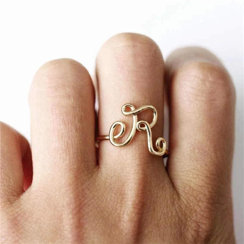 Initial Ring, Letter Ring, Gold Initial Ring, Silver Initial Ring, Custom Initial Ring, Bridesmaids Rings, Wedding Gifts, Personalized Ring