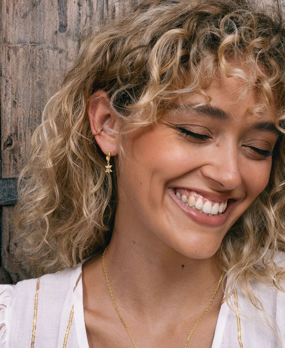 Inti Earrings | 22K Gold Plate | Peach Zircon