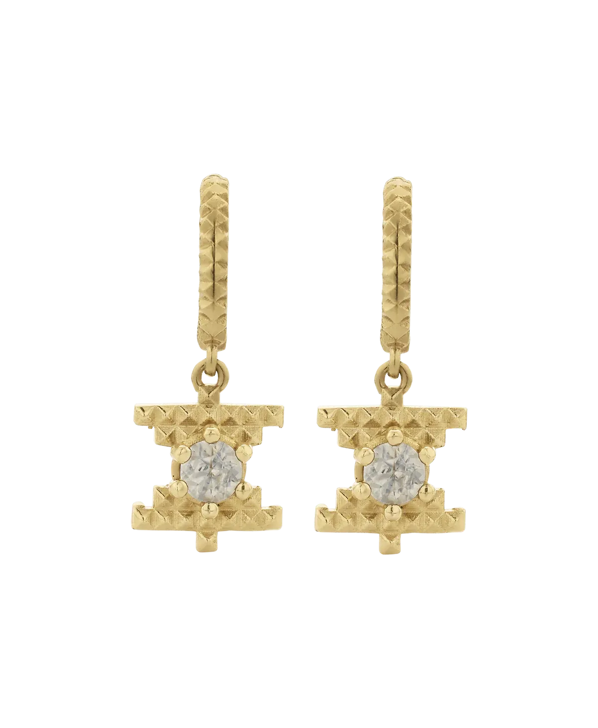 Inti Earrings | 22K Gold Plate | Peach Zircon