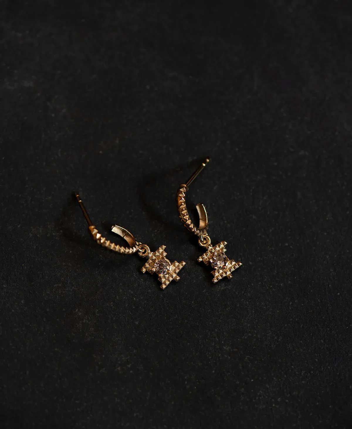 Inti Earrings | 22K Gold Plate | Peach Zircon