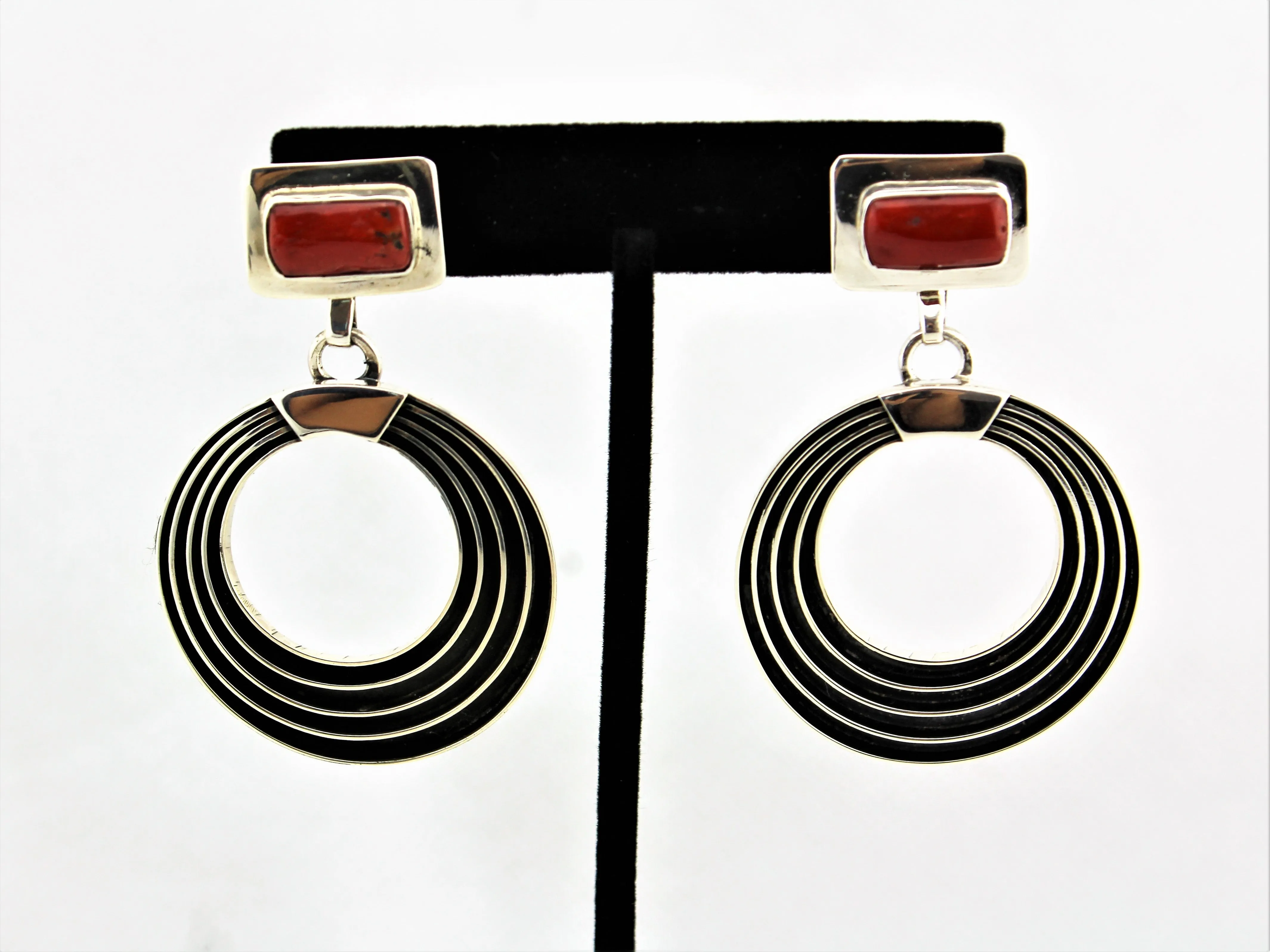 Jack Tom Round Sterling Coral Earrings