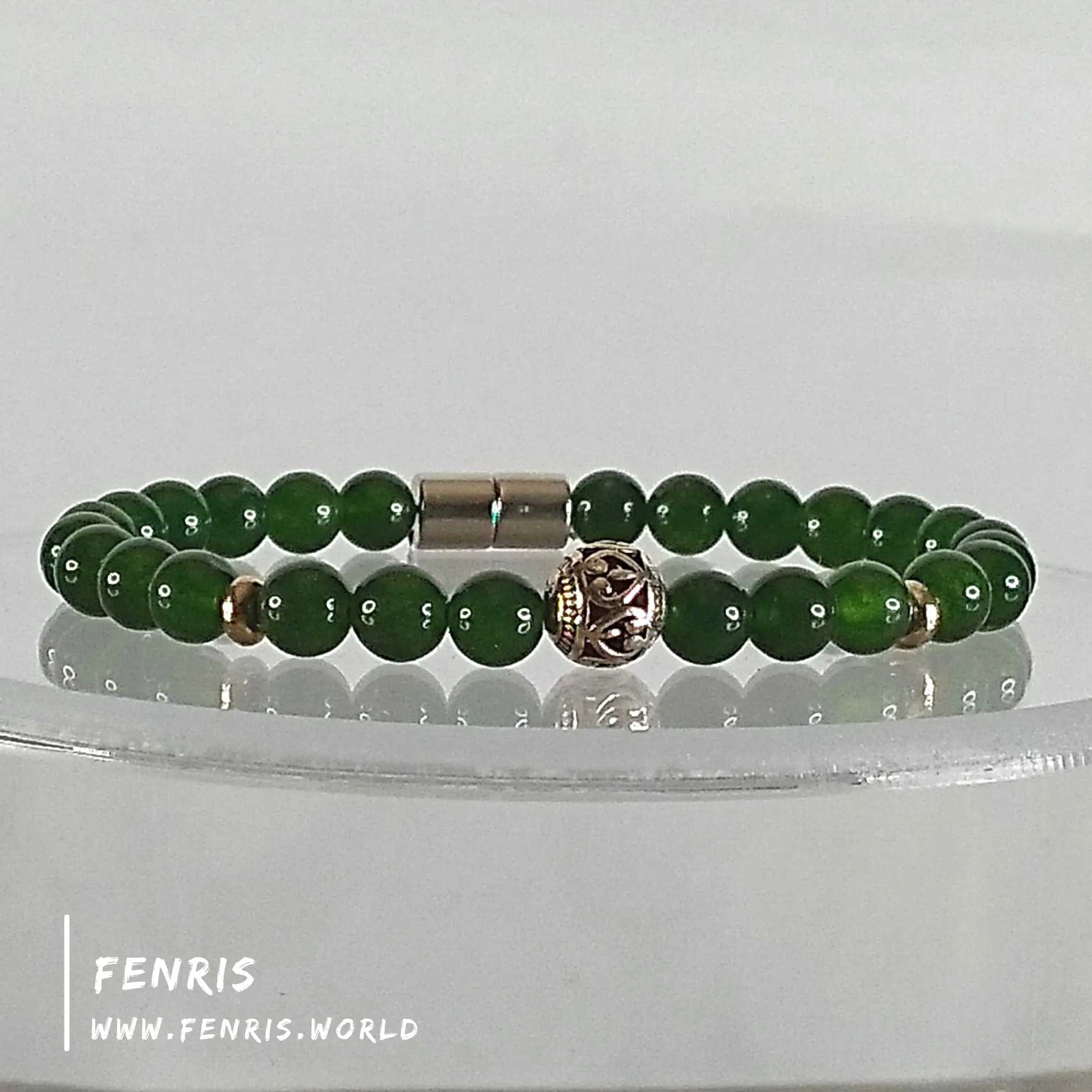 Jade Bracelet Gemstone Green Bead Magnetic Clasp
