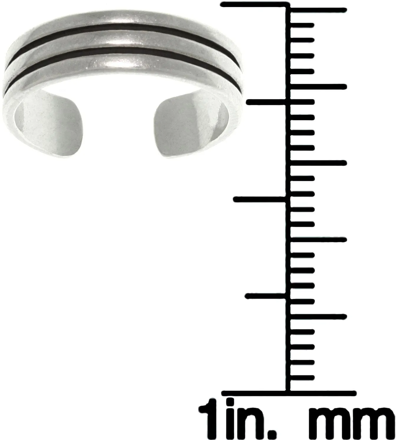Jewelry Trends Sterling Silver Triple Row Wedding Band Design Adjustable Toe Ring
