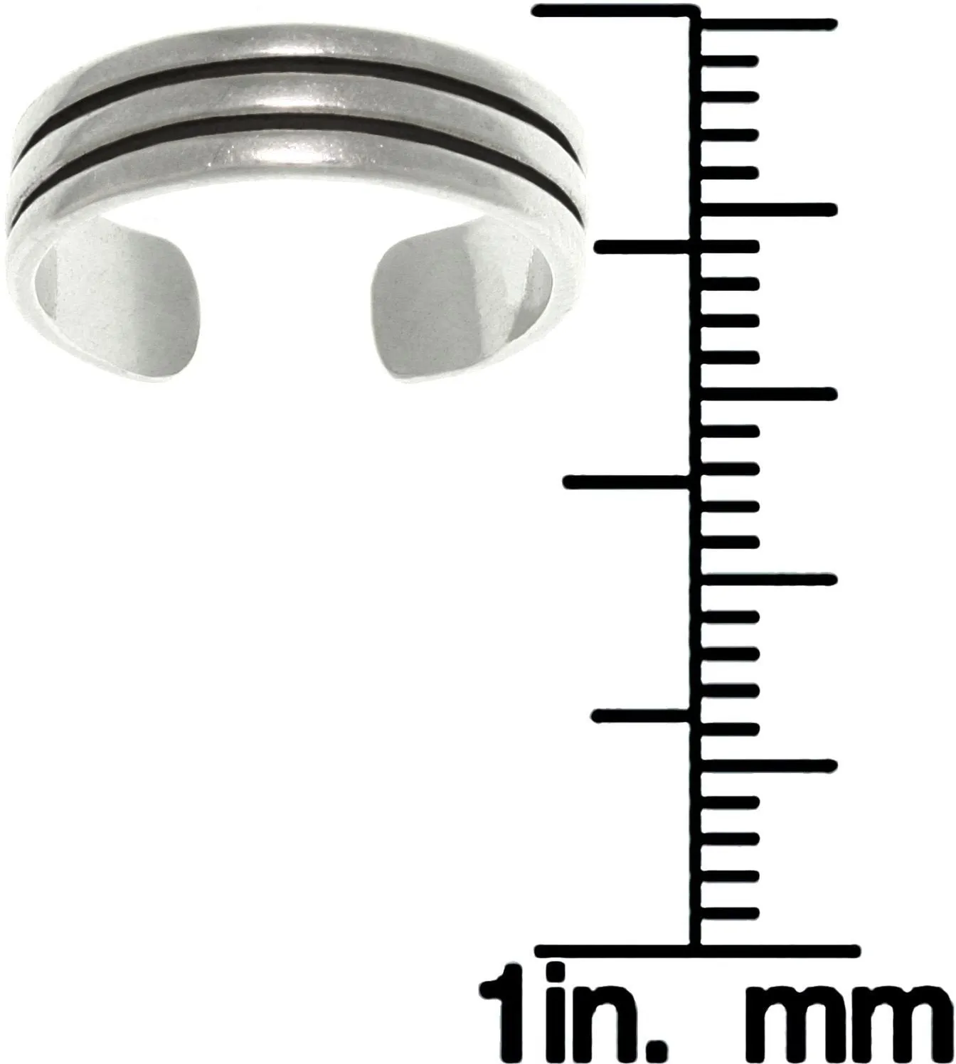 Jewelry Trends Sterling Silver Triple Row Wedding Band Design Adjustable Toe Ring