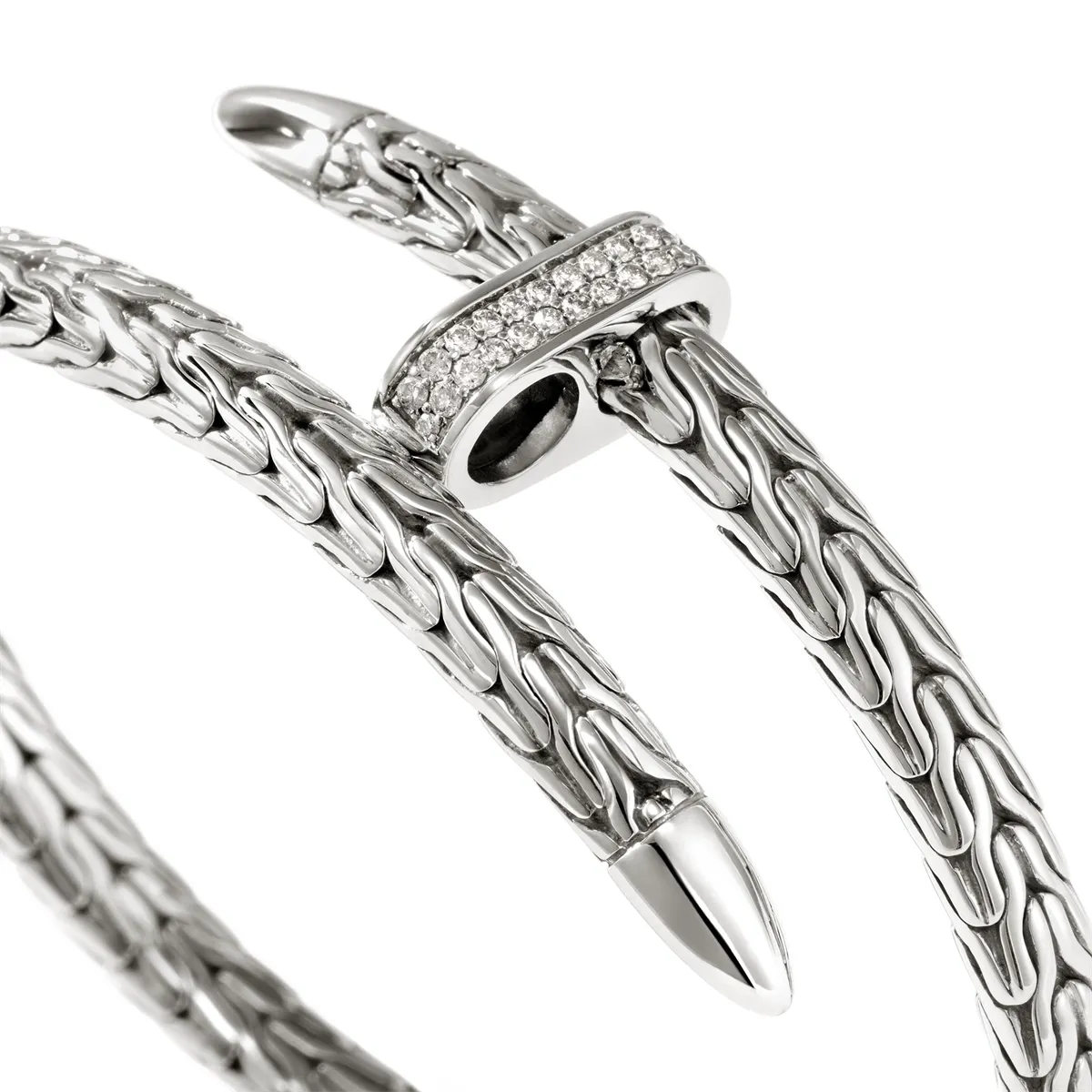 John Hardy Classic Chain Diamond Pave Bypass Flex Bracelet