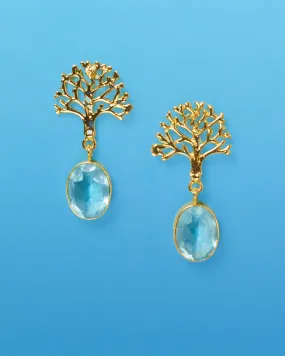 Kea Coral Motif Earrings in Aqua Blue