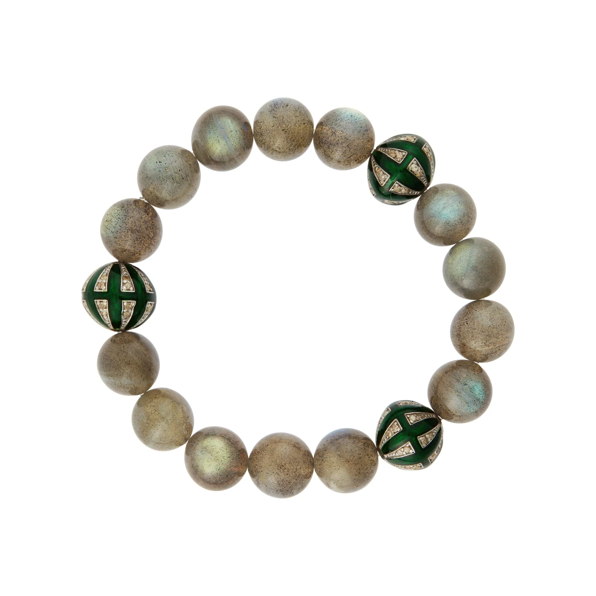Labradorite & Green Enamel Beaded Bracelet