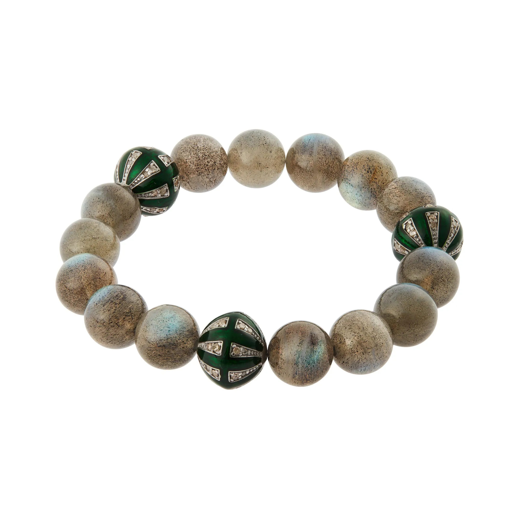 Labradorite & Green Enamel Beaded Bracelet
