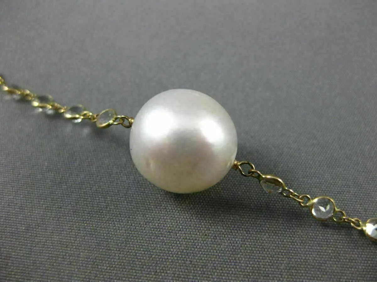 LARGE 15.0CT WHITE QUARTZ & SOUTH SEA PEARL 14K YELLOW GOLD BY THE YARD NECKLACE