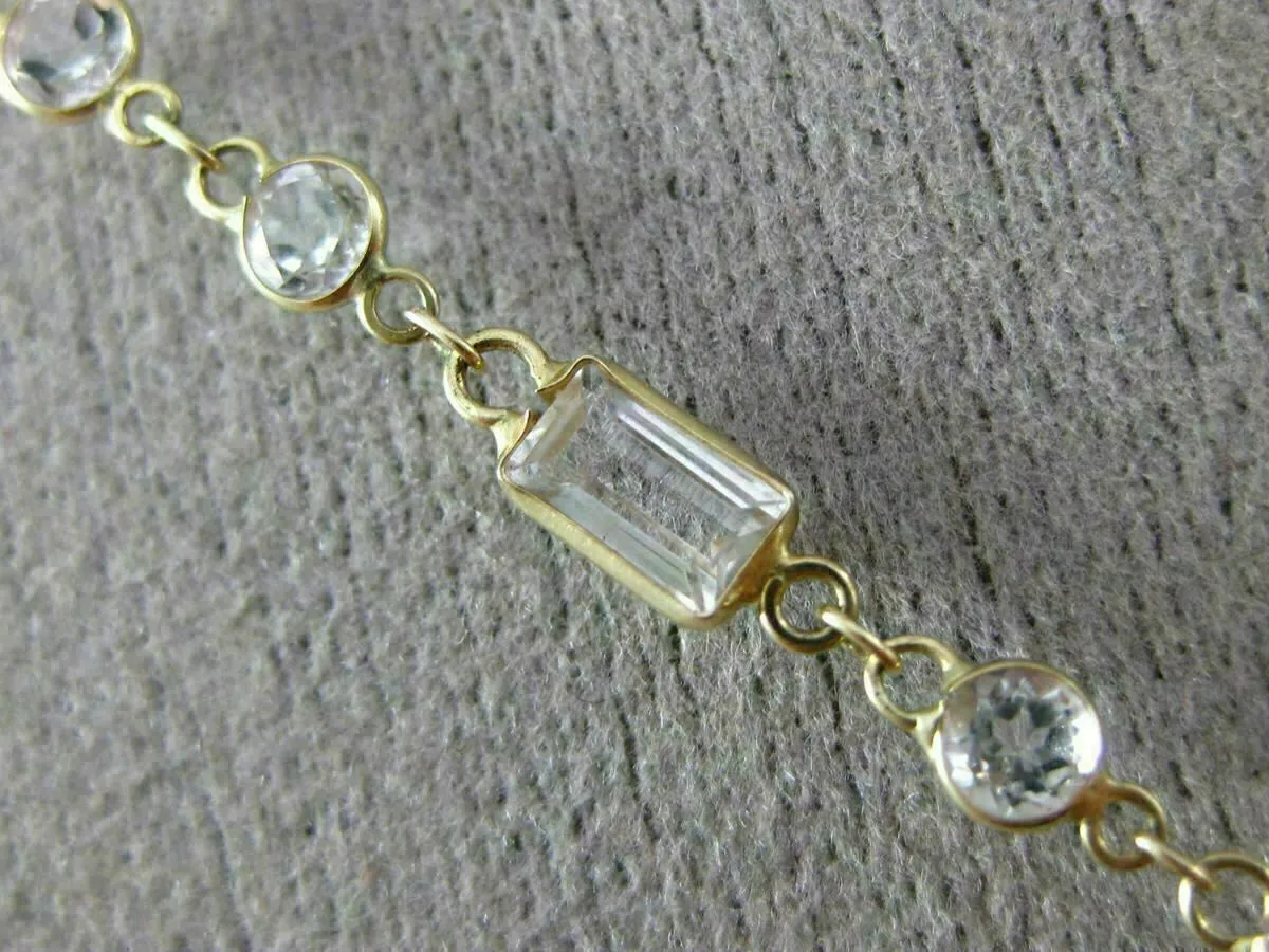 LARGE 15.0CT WHITE QUARTZ & SOUTH SEA PEARL 14K YELLOW GOLD BY THE YARD NECKLACE