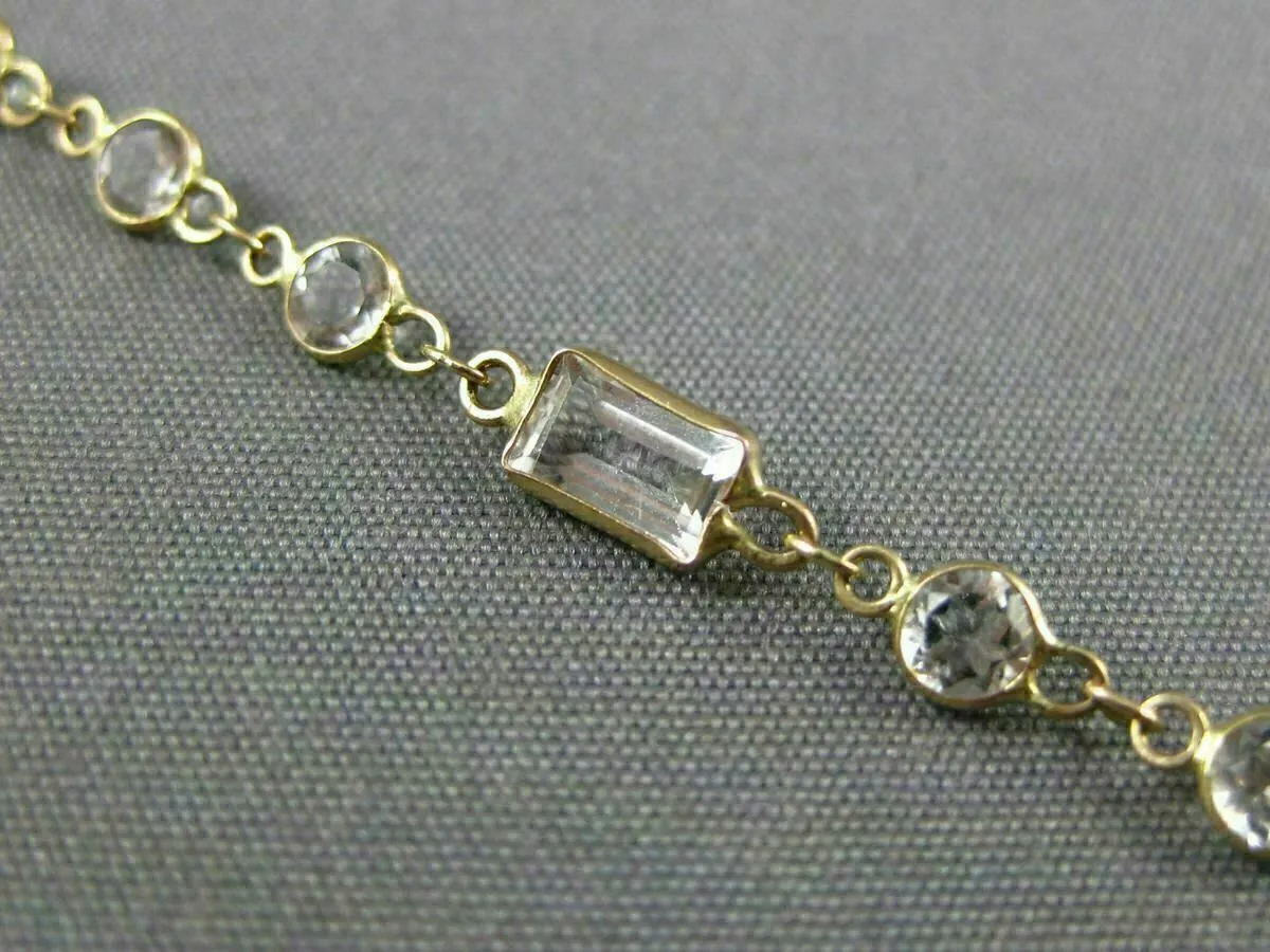 LARGE 15.0CT WHITE QUARTZ & SOUTH SEA PEARL 14K YELLOW GOLD BY THE YARD NECKLACE