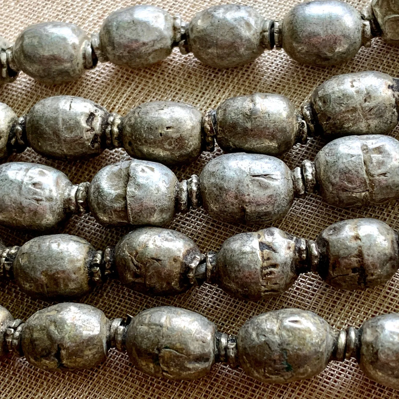 Large Vintage Silver Prayer Beads, Ethiopia
