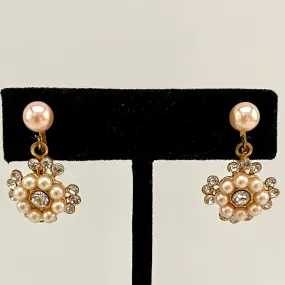 Late 40s/ Early 50s Pearl & Rhinestone Drop Earrings
