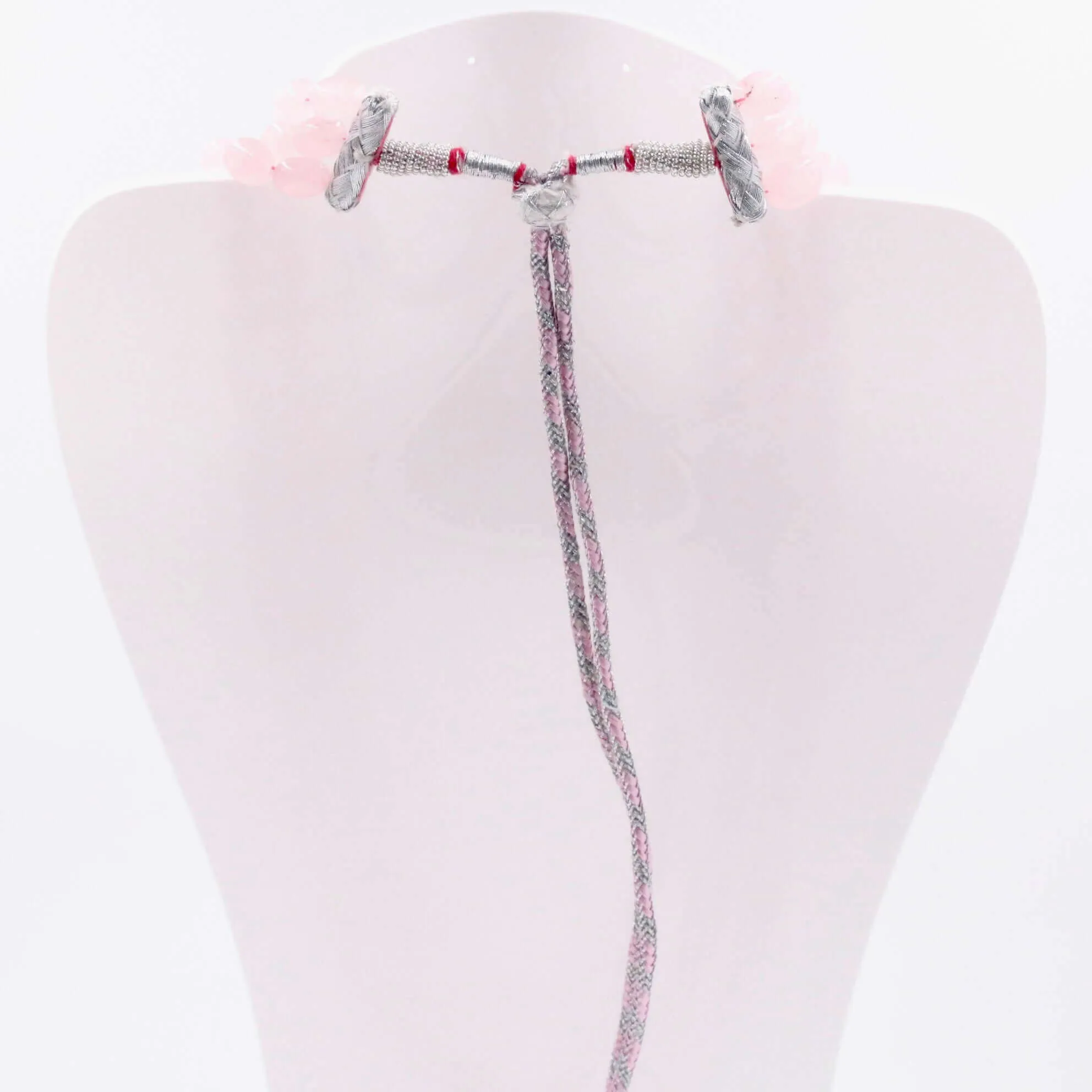 Layered Quartz Necklace Pink Quartz Necklace Pink Necklace Long Necklace Gemstone Necklace Sarafa Necklace Indian Necklace SKU 6143225