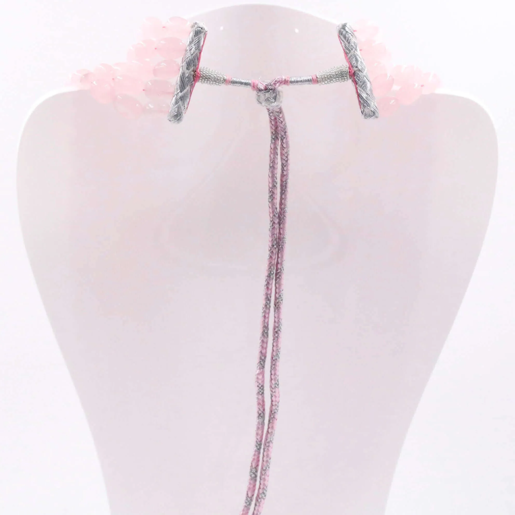 Layered Quartz Necklace Pink Quartz Necklace Pink Necklace Long Necklace Gemstone Necklace Sarafa Necklace Indian Necklace SKU 6143225