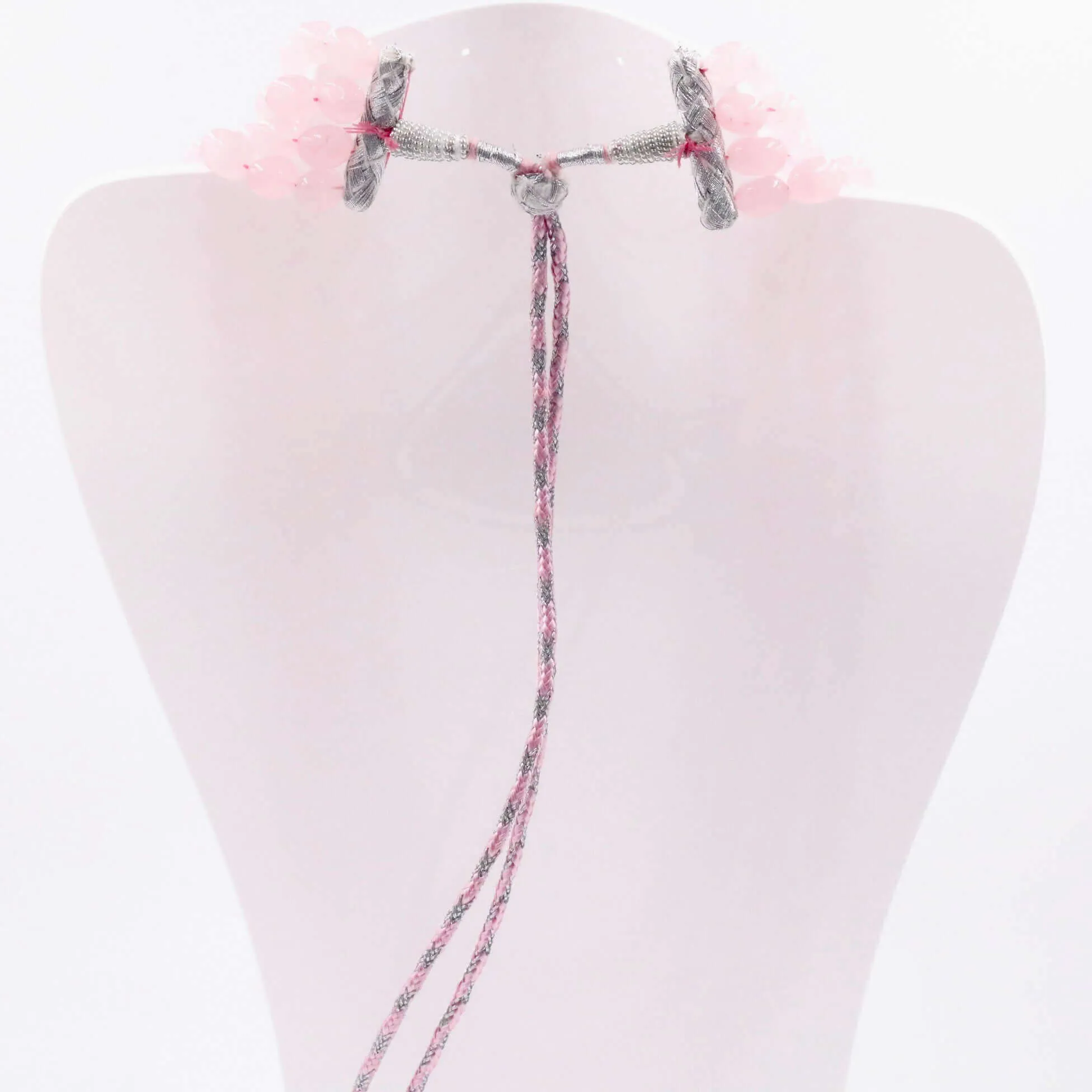Layered Quartz Necklace Pink Quartz Necklace Pink Necklace Long Necklace Gemstone Necklace Sarafa Necklace Indian Necklace SKU 6143225