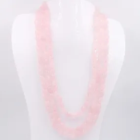 Layered Quartz Necklace Pink Quartz Necklace Pink Necklace Long Necklace Gemstone Necklace Sarafa Necklace Indian Necklace SKU 6143225