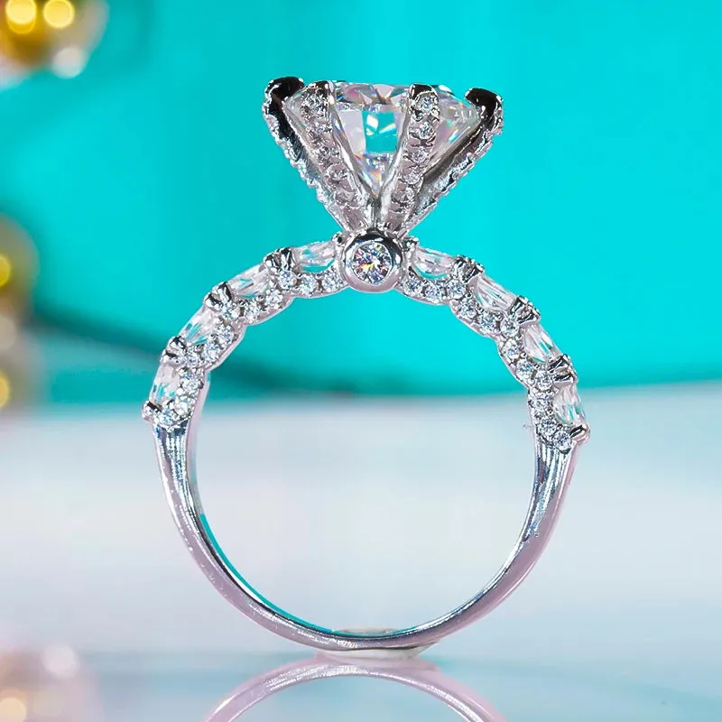 Luxury 3 Carat D Color Moissanite Ring with Certificate 925 Sterling Silver Platinum Plated Wedding Bands For Women Fine Jewelry