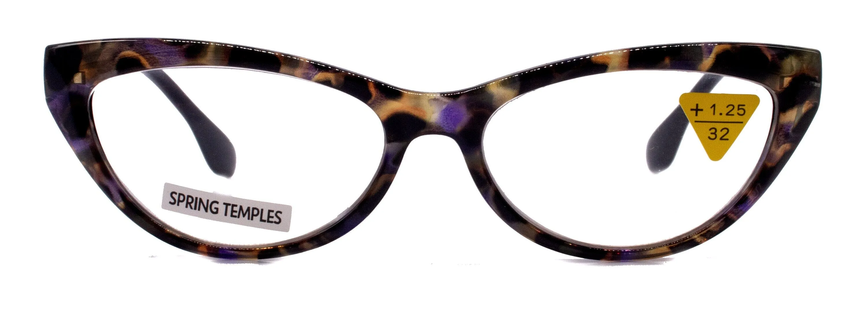 Lynx, (Premium) Reading Glass, High End Readers  1.25.. 3 Magnifying, Cat Eye optical Frame, Tortoise Shell (Brown, Purple) NY Fifth Avenue
